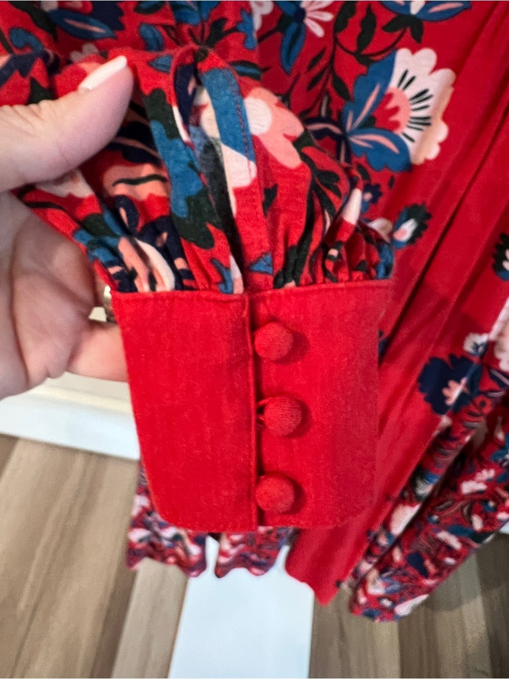 Boden Zoe Red Floral Print Jersey Long Sleeve Maxi Dress Size 4 - Picture 5 of 9